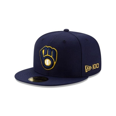 Milwaukee Brewers Gorra | New Era MLB Team Color 59fifty Fitted Cap Mexico - Negros